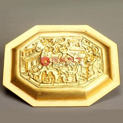 仿宋鎏金八角银盘_金银制品_十二生肖纯银邮票_马年大银盘【价格 行情 走势】-收藏天下网